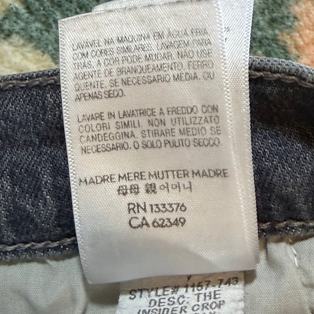 Mother The Insider Crop Step Fray Jeans Ace of Spades Grey Distressed 31 - Picture 11 of 12